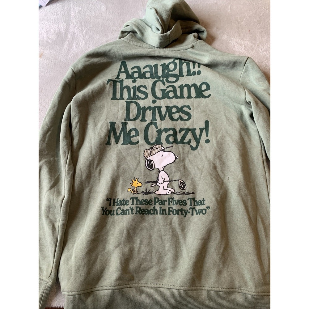 Unisex Kids XL Peanuts Snoopy Woodstock Hoodie‎ Pullover Green Boys Girls NWOT